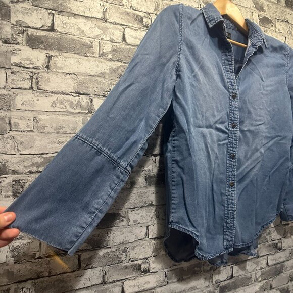 EUC A.B.S By Allen Schwaatz Cloth Stone Tencel Button Down Shirt Women's Size 6 - Picture 3 of 13